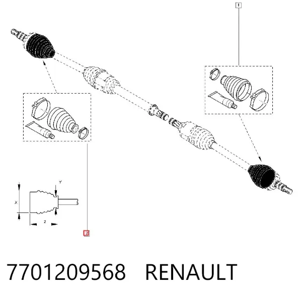 Osłona przegubu homokinetycznego półosi przedniej zewnętrzna 7701209568 Renault (RVI)