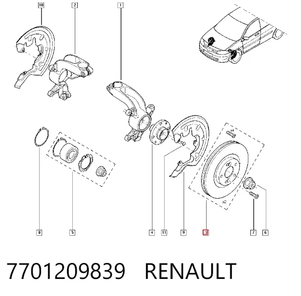 Tarcza hamulcowa przednia 7701209839 Renault (RVI)