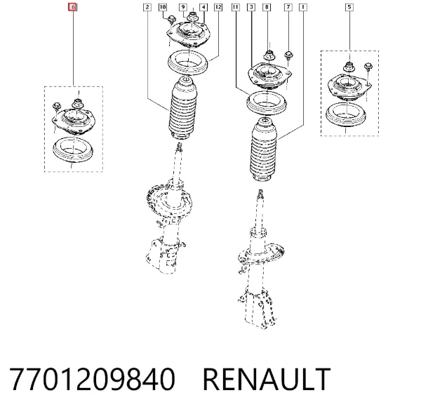 Poduszka amortyzatora przedniego 7701209840 Renault (RVI)