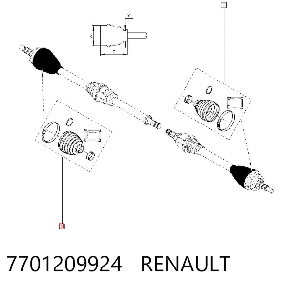 Osłona przegubu homokinetycznego półosi przedniej wewnętrzna 7701209924 Renault (RVI)
