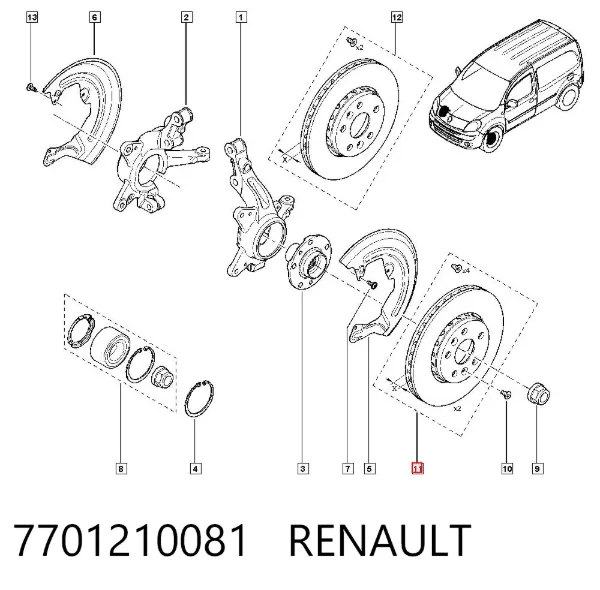 Tarcza hamulcowa przednia 7701210081 Renault (RVI)