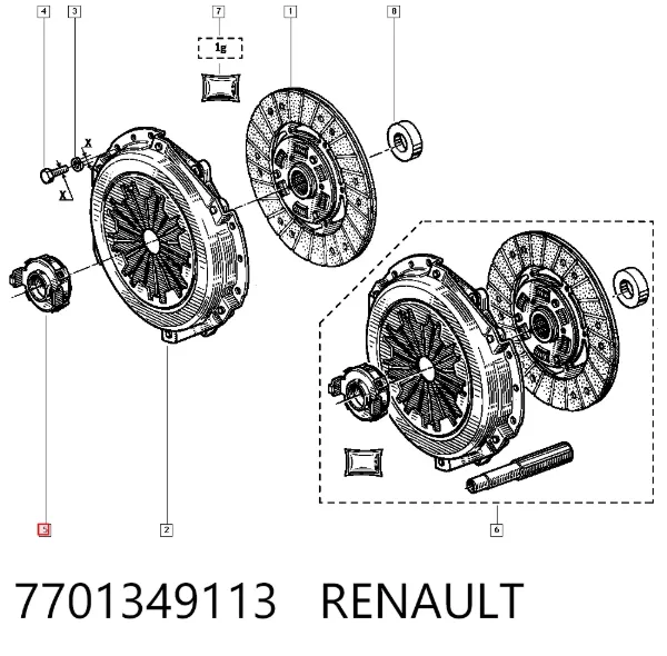 Łożysko wyciskowe sprzęgła 7701349113 Renault (RVI)