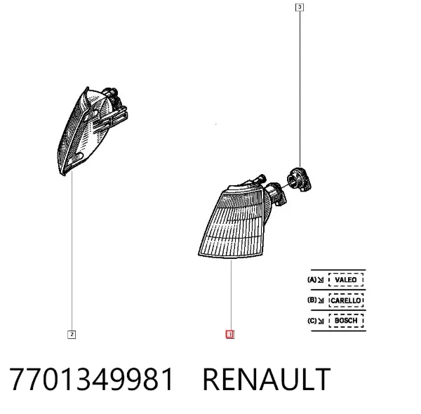 Kierunkowskaz lewy 7701349981 Renault (RVI)