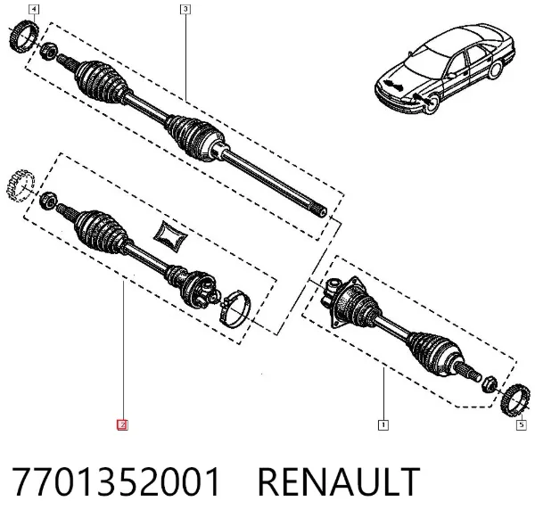 Półoś napędowa przednia prawa Renault Safrane I