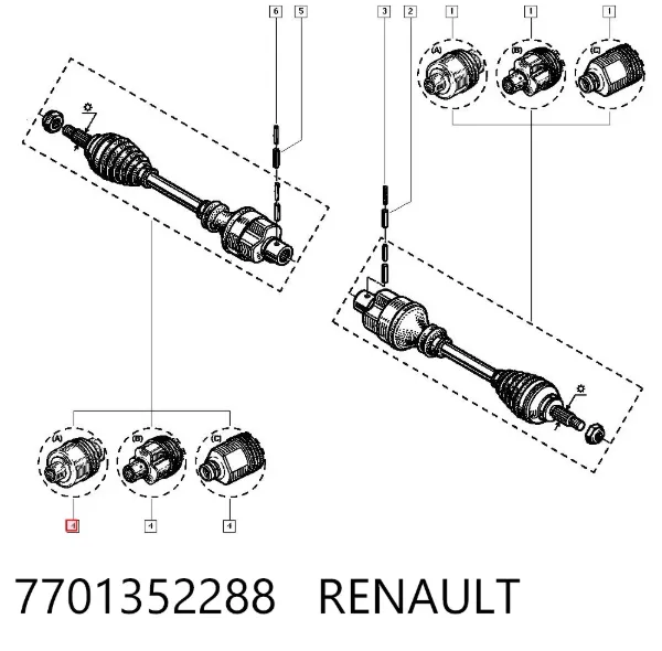 Półoś napędowa przednia 7701352288 Renault (RVI)