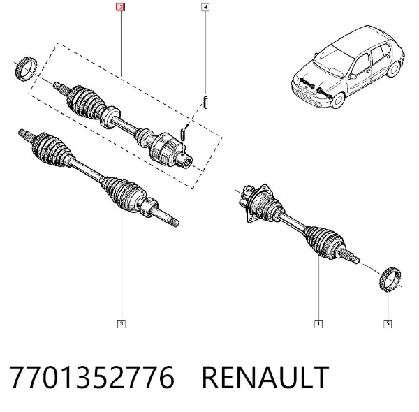Półoś napędowa przednia prawa 7701352776 Renault (RVI)