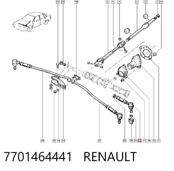Końcówka drążka kierowniczego zewnętrzna 7701464441 Renault (RVI)