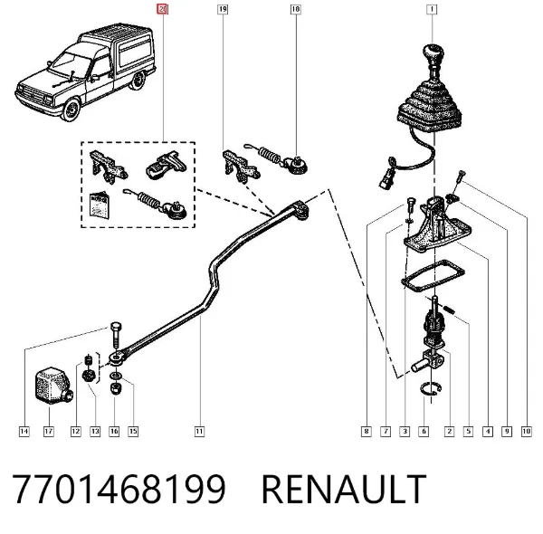 Zestaw naprawczy cięgna zmiany biegów 7701468199 Renault (RVI)