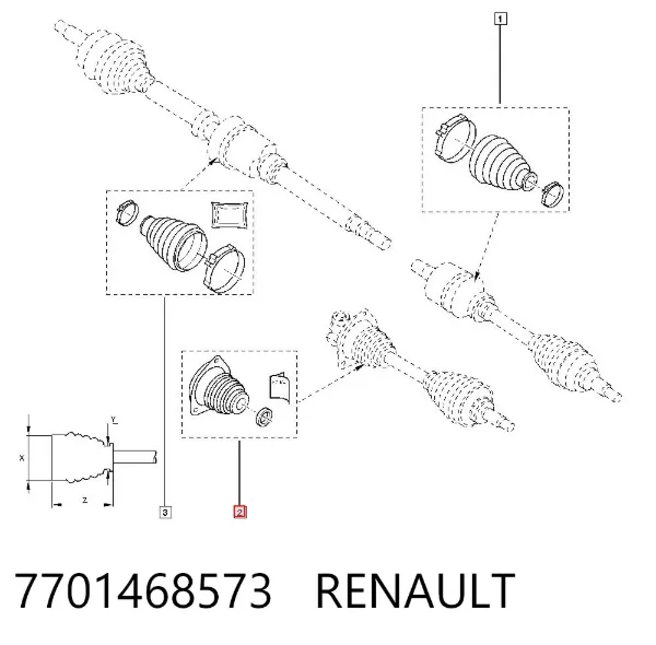 Osłona przegubu homokinetycznego półosi przedniej wewnętrzny lewy 7701468573 Renault (RVI)