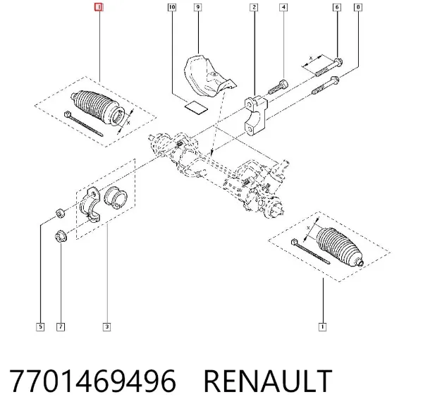 Osłona mechanizmu kierowniczego (maglownicy) 7701469496 Renault (RVI)