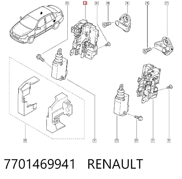 Zamek drzwi tylnych prawych 7701469941 Renault (RVI)