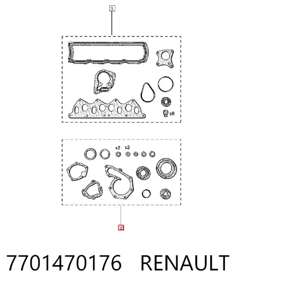 Zestaw uszczelek silnika dolny 7701470176 Renault (RVI)
