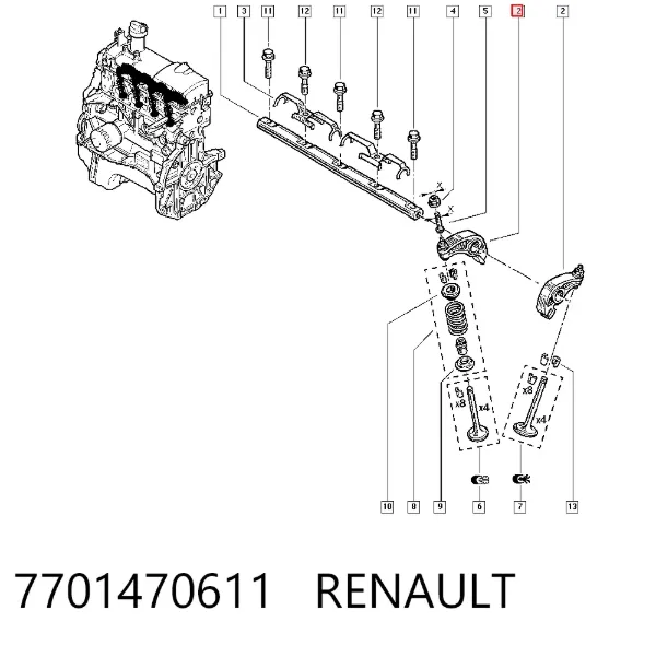 Dźwigienka zaworowa 7701470611 Renault (RVI)