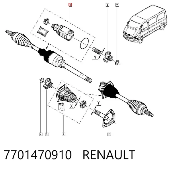 Osłona przegubu homokinetycznego półosi przedniej wewnętrzna prawa 7701470910 Renault (RVI)