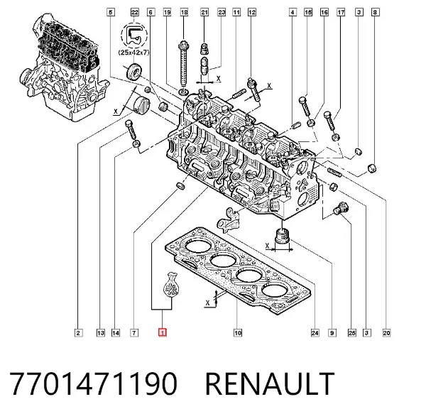 Głowica cylindrów Renault Clio I