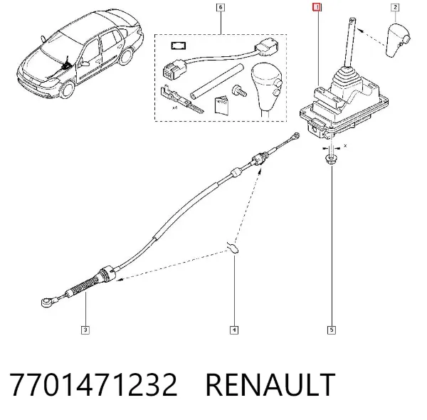 Mechanizm zmiany biegów (cięgno) Renault Kangoo I