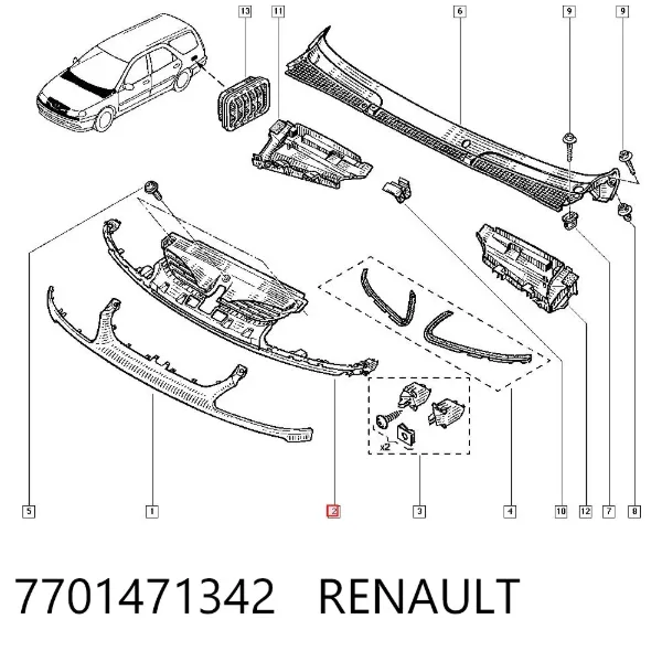Atrapa chłodnicy 7701471342 Renault (RVI)