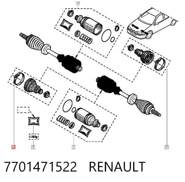 Osłona przegubu homokinetycznego półosi przedniej wewnętrzna 7701471522 Renault (RVI)
