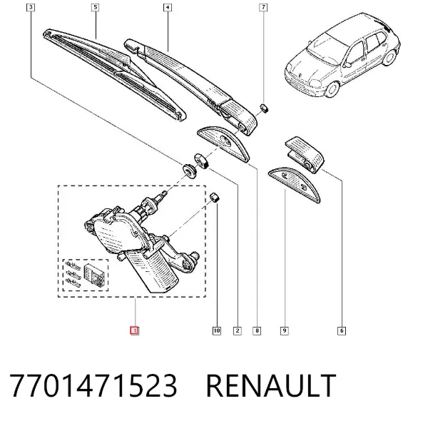 Silniczek wycieraczki tylnej szyby Renault Clio II