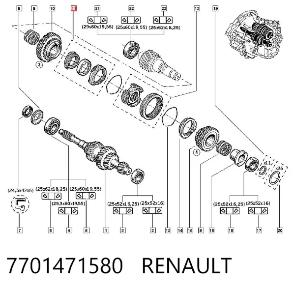Synchronizator  3/4 biegu 7701471580 Renault (RVI)