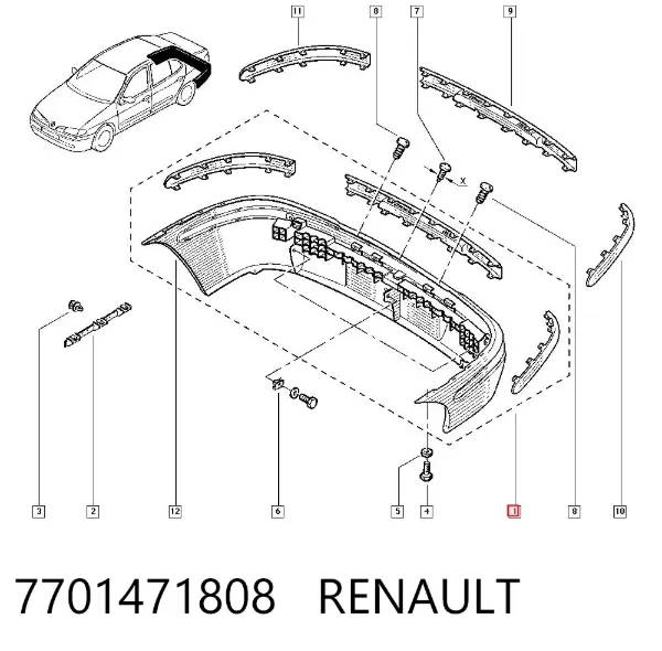 Zderzak tylny Renault Megane I