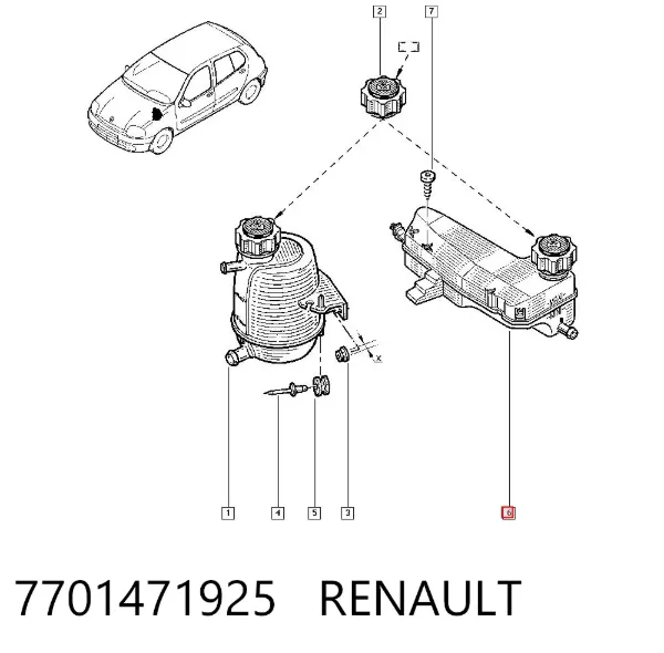 Zbiorniczek wyrównawczy układu chłodzenia 7701471925 Renault (RVI)