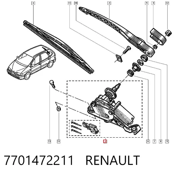 Silniczek wycieraczki tylnej szyby Renault Megane SCENIC