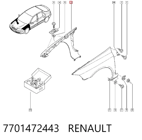 Błotnik przedni prawy Renault Laguna II