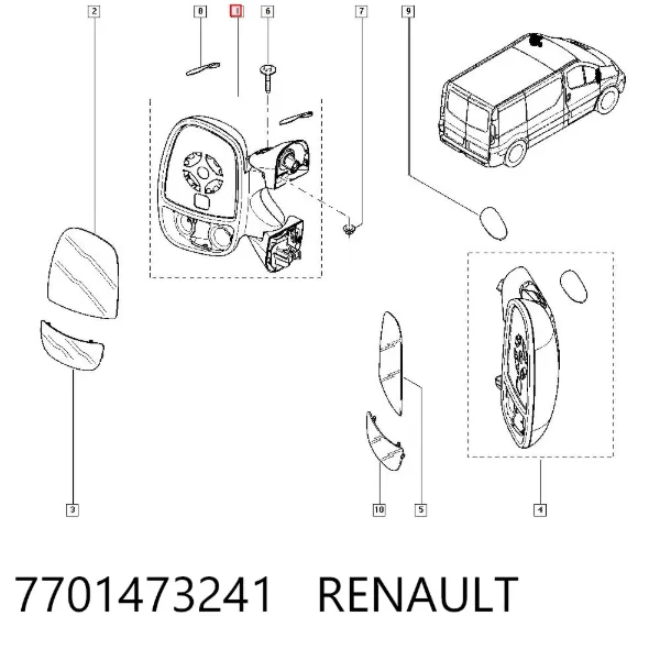 Lusterko wsteczne lewe 7701473241 Renault (RVI)