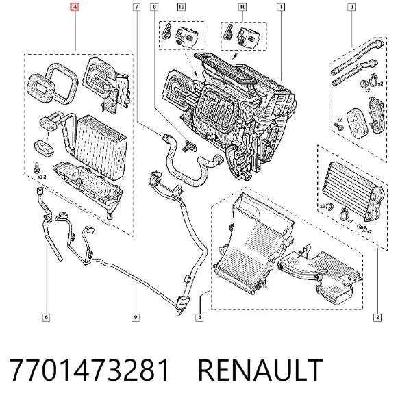 Parownik klimatyzacji 7701473281 Renault (RVI)