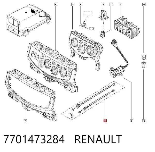 Linka sterowania ogrzewaczem (nagrzewnicą) 7701473284 Renault (RVI)