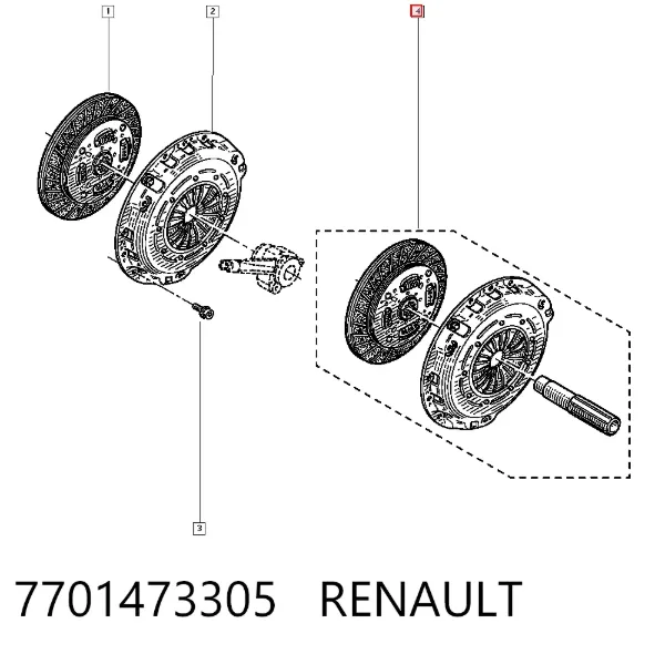 Zestaw sprzęgła (3 części) 7701473305 Renault (RVI)