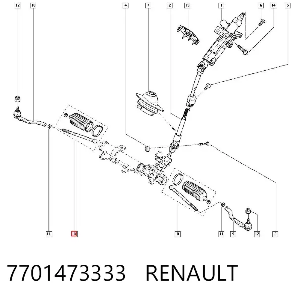 Drążek kierowniczy 7701473333 Renault (RVI)