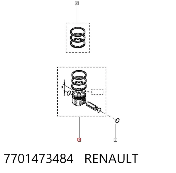 Tłok, komplet do jednego cylindru, STD 7701473484 Renault (RVI)