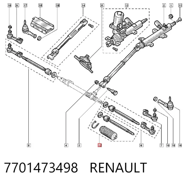 Drążek kierowniczy 7701473498 Renault (RVI)