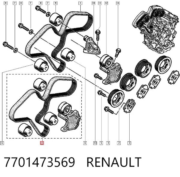 Pasek rozrządu, zestaw 7701473569 Renault (RVI)