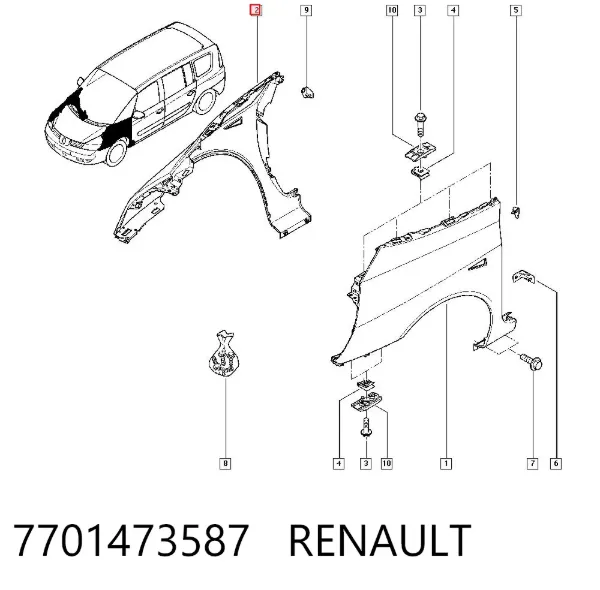 Błotnik przedni prawy Renault Espace IV