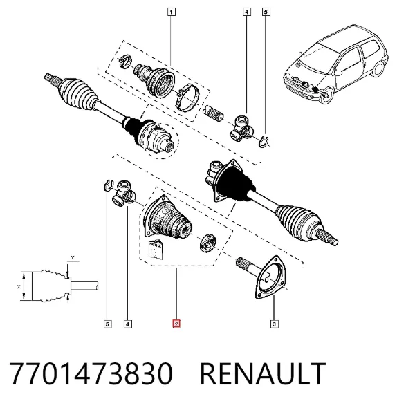 Osłona przegubu homokinetycznego półosi przedniej wewnętrzny lewy 7701473830 Renault (RVI)