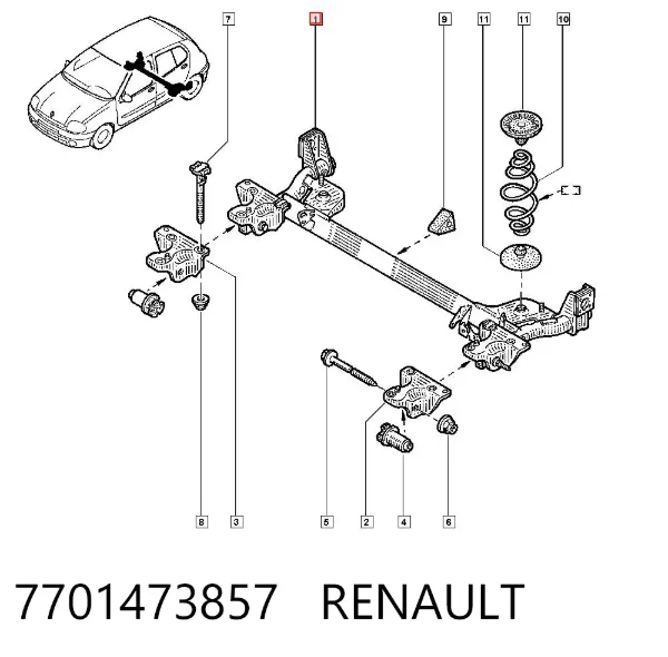 Korpus osi tylnej 7701473857 Renault (RVI)