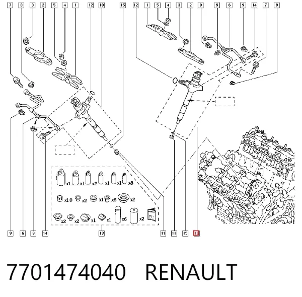 Wtryskiwacz paliwa 7701474040 Renault (RVI)