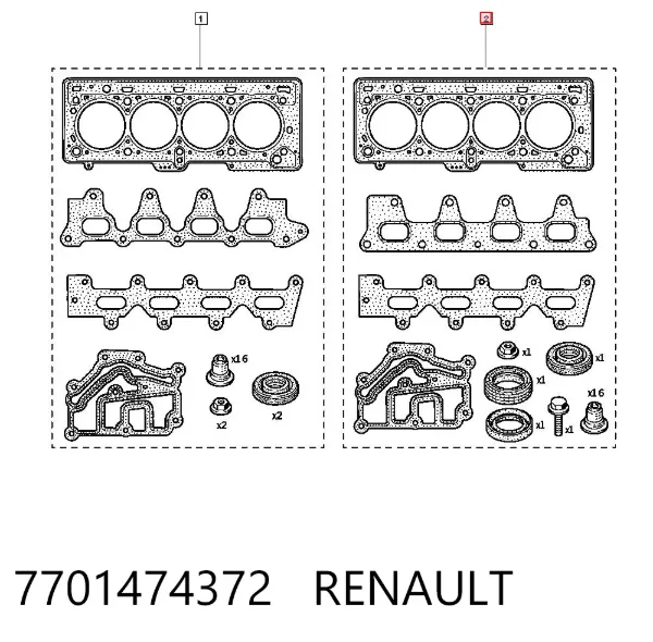 Zestaw uszczelek silnika górny 7701474372 Renault (RVI)