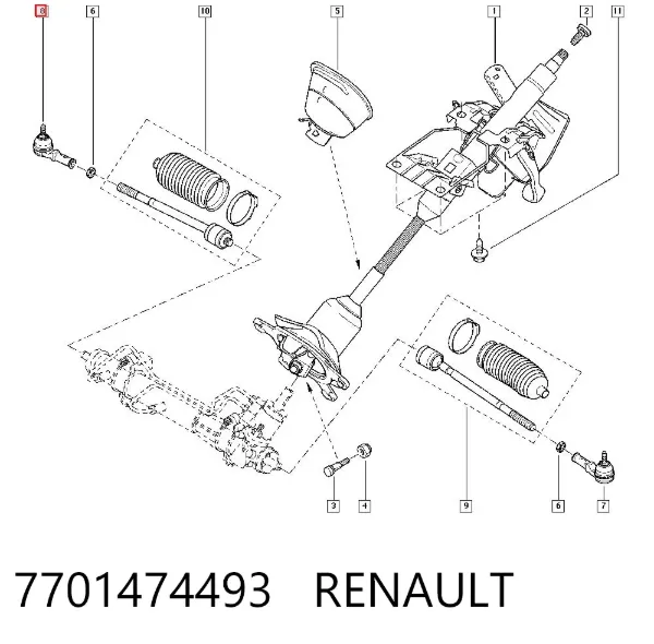 Końcówka drążka kierowniczego zewnętrzna 7701474493 Renault (RVI)