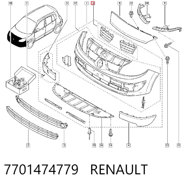 Atrapa chłodnicy 7701474779 Renault (RVI)