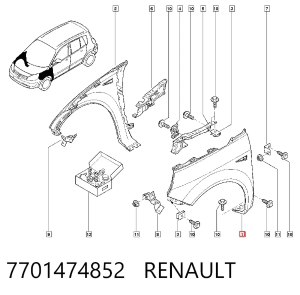 Błotnik przedni lewy Renault Scenic II