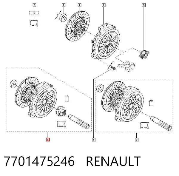 Zestaw sprzęgła (3 części) 7701475246 Renault (RVI)
