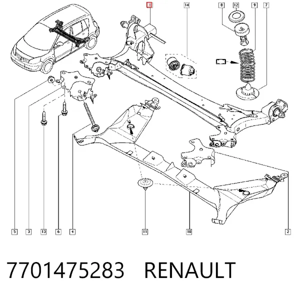 Korpus osi tylnej 7701475283 Renault (RVI)