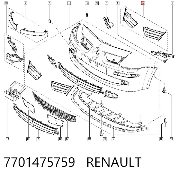 Atrapa chłodnicy Renault Modus JP0