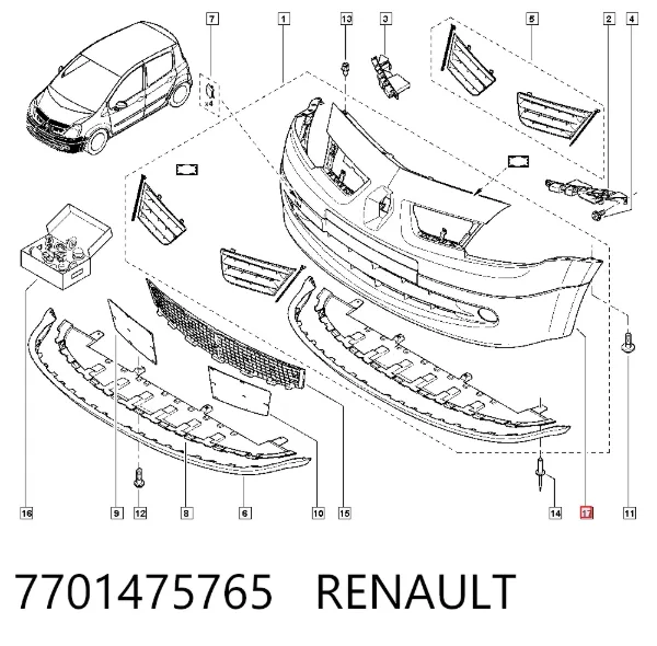 Zderzak przedni 7701475765 Renault (RVI)