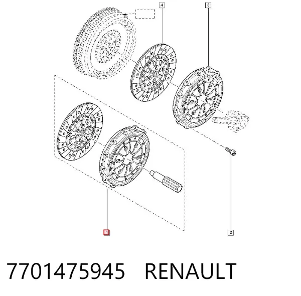 Zestaw sprzęgła (3 części) 7701475945 Renault (RVI)
