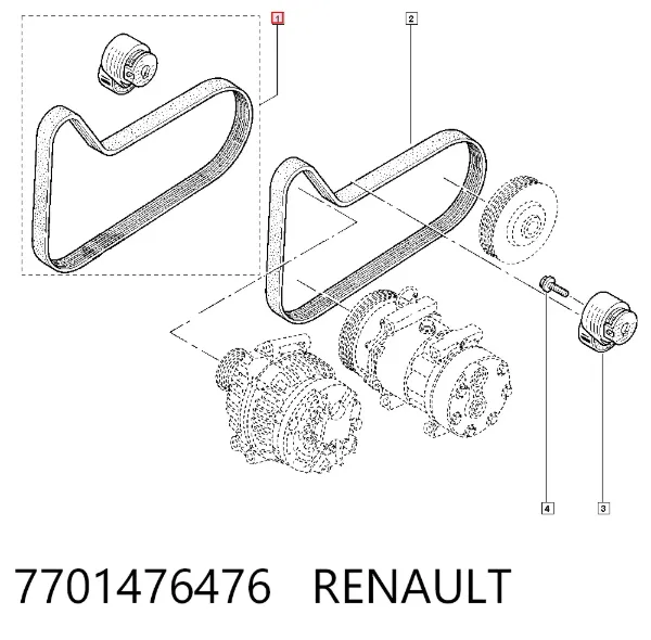 Pasek napędowy mechanizmów, zestaw 7701476476 Renault (RVI)